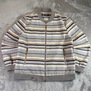 Hooey Striped Zip Up Jacket Mens XXL Gray Western Casual Streetwear